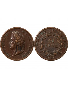 COLONIES FRANCAISES, GUADELOUPE - LOUIS-PHILIPPE - 10 CENTIMES 1839 A PARIS 2
