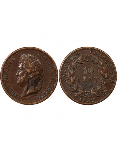 COLONIES FRANCAISES, GUADELOUPE - LOUIS-PHILIPPE - 10 CENTIMES 1839 A PARIS