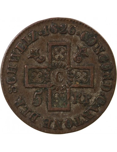 SUISSE, CANTON DE BÂLE -5 RAPPEN 1826