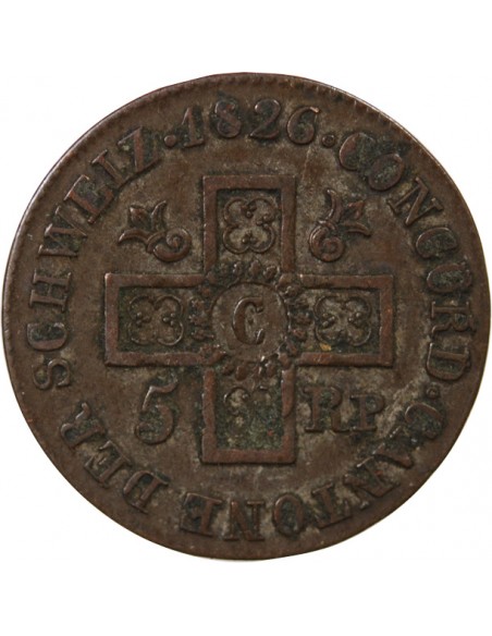 SUISSE, CANTON DE BÂLE -5 RAPPEN 1826