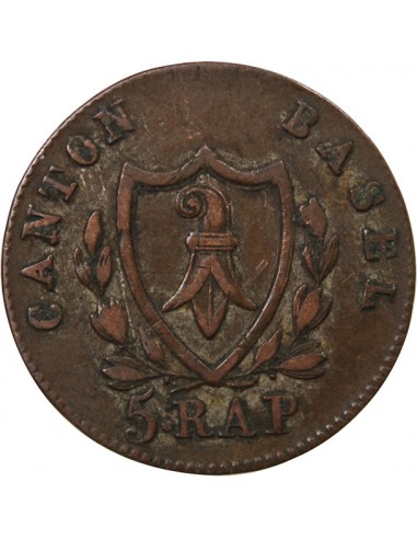 SUISSE, CANTON DE BÂLE -5 RAPPEN 1826