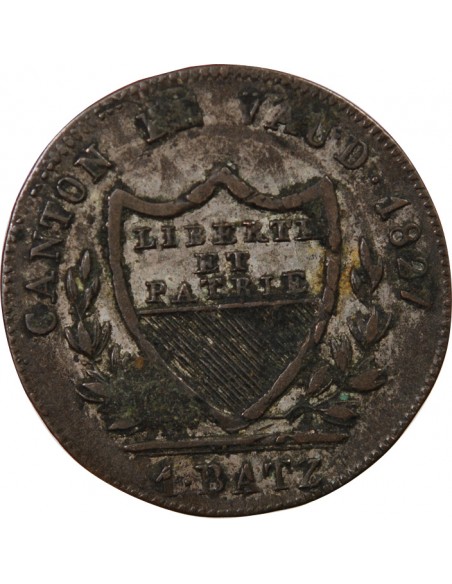 SUISSE, VAUD - 1 BATZ 1827