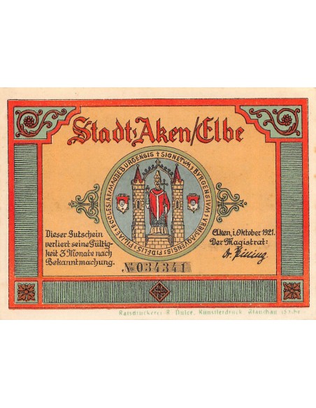 ALLEMAGNE, AKEN - 25 PFENNIG 1921