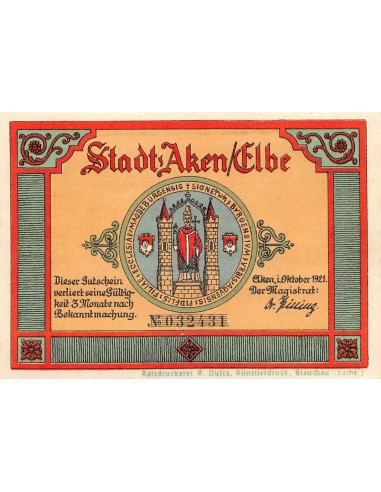 ALLEMAGNE, AKEN - 75 PFENNIG 1921