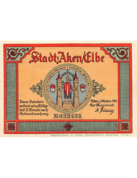 ALLEMAGNE, AKEN - 75 PFENNIG 1921