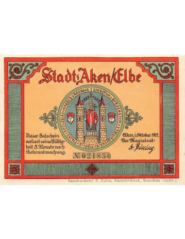 ALLEMAGNE, AKEN - 50 PFENNIG 1921