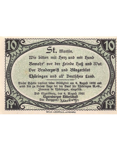 ALLEMAGNE, ELGERSBURG- 10 PFENNIG 1921