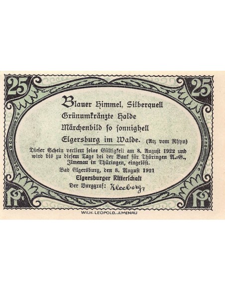 ALLEMAGNE, ELGERSBURG- 25 PFENNIG 1921