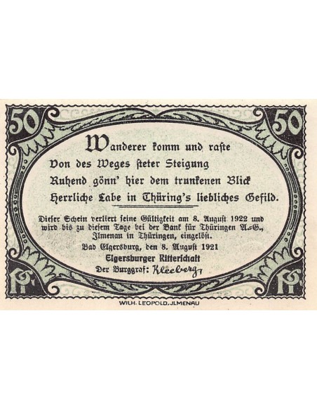 ALLEMAGNE, ELGERSBURG- 50 PFENNIG 1921