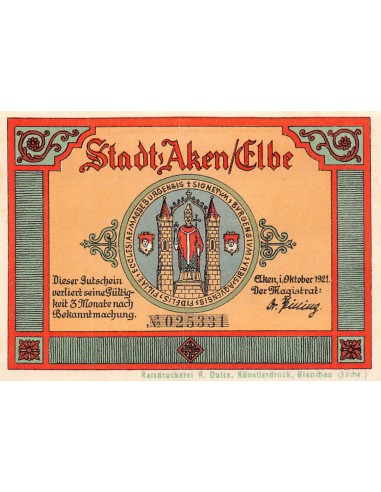 ALLEMAGNE, AKEN - 50 PFENNIG 1921