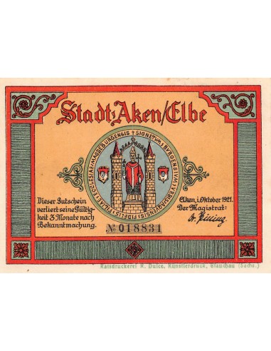 ALLEMAGNE, AKEN - 50 PFENNIG 1921