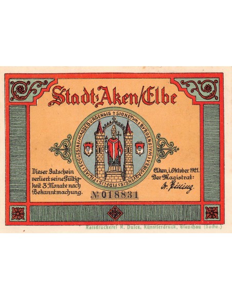 ALLEMAGNE, AKEN - 50 PFENNIG 1921