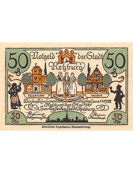 ALLEMAGNE, REHBURG - 50 PFENNIG 1921