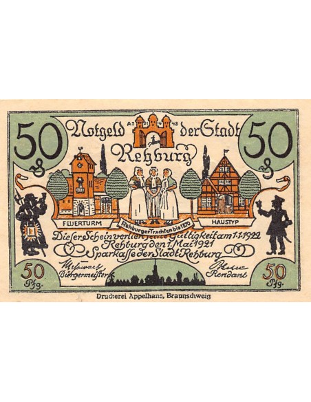 ALLEMAGNE, REHBURG - 50 PFENNIG 1921