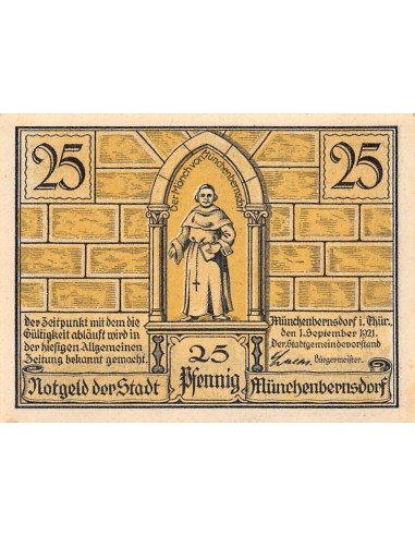 ALLEMAGNE, MÜNCHENBERNSDORF - 25 PFENNIG 1921