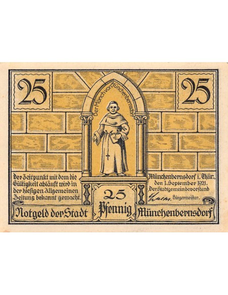 ALLEMAGNE, MÜNCHENBERNSDORF - 25 PFENNIG 1921