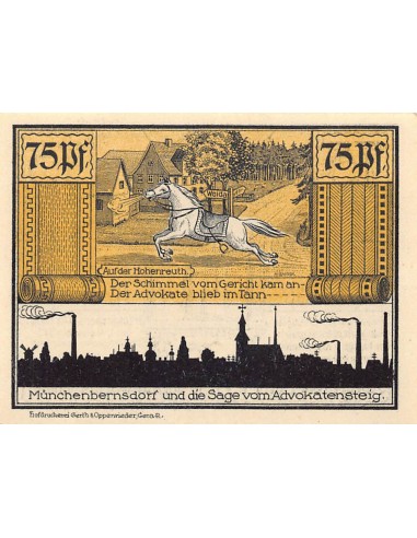 ALLEMAGNE, MÜNCHENBERNSDORF - 75 PFENNIG 1921