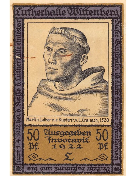 ALLEMAGNE, WITTENBERG - 50 PFENNIG 1922