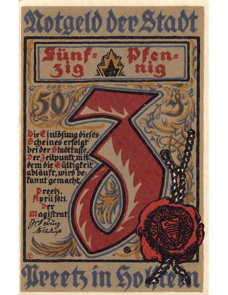 ALLEMAGNE, PREETZ- 50 PFENNIG 1921