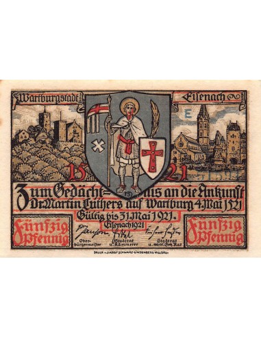 ALLEMAGNE, EISENACH - 50 PFENNIG 1921