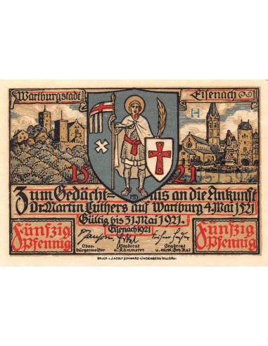 ALLEMAGNE, EISENACH - 50 PFENNIG 1921