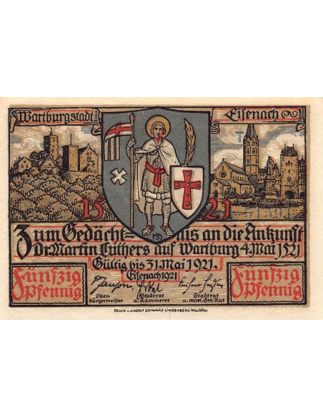ALLEMAGNE, EISENACH - 50 PFENNIG 1921