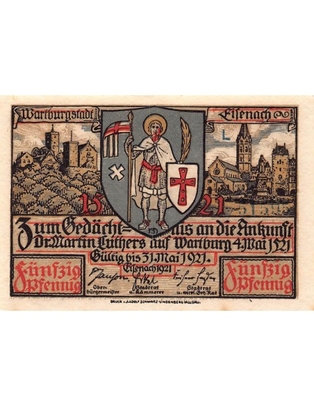 ALLEMAGNE, EISENACH - 50 PFENNIG 1921