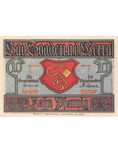 ALLEMAGNE, BAD SOODEN-ALLENDORF - 10 PFENNIG 1921
