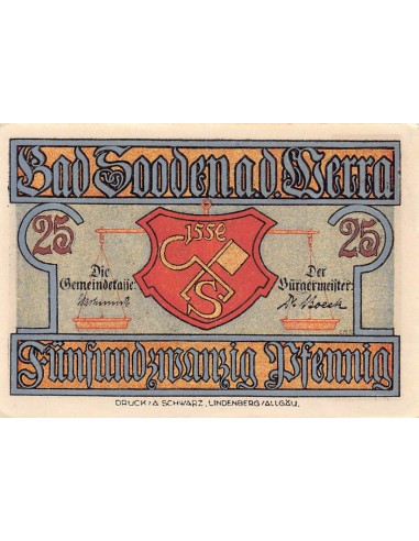 ALLEMAGNE, BAD SOODEN-ALLENDORF - 25 PFENNIG 1921