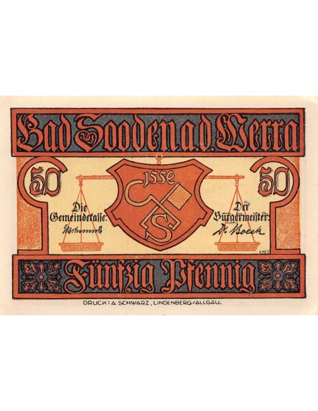 ALLEMAGNE, BAD SOODEN-ALLENDORF - 50 PFENNIG 1921