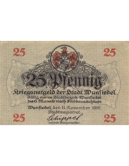 ALLEMAGNE, WUNSIEDEL - 25 PFENNIG 1918