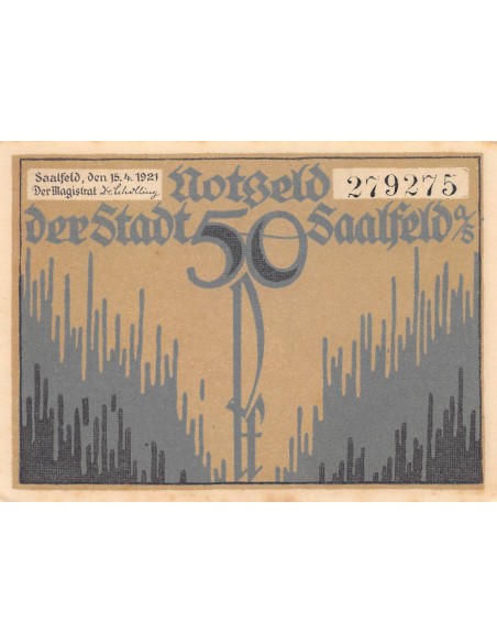 ALLEMAGNE, SAALFELD - 50 PFENNIG 1921