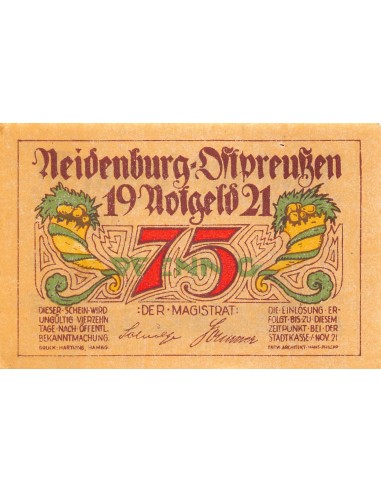 ALLEMAGNE, NEIDENBURG - 75 PFENNIG 1921