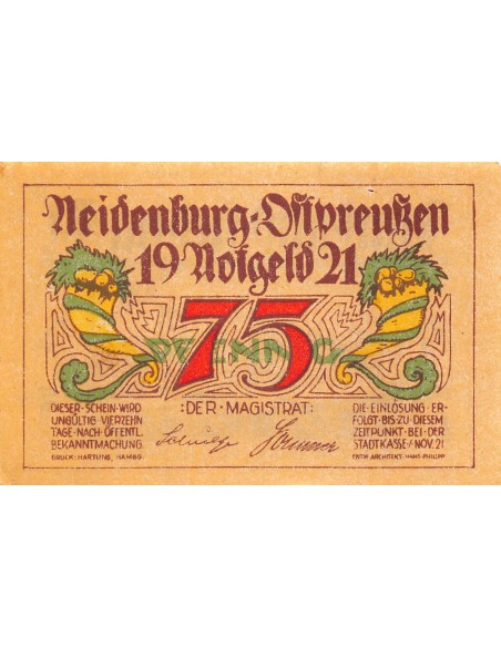 ALLEMAGNE, NEIDENBURG - 75 PFENNIG 1921