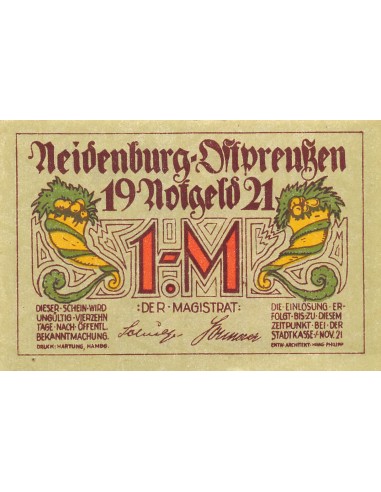 ALLEMAGNE, NEIDENBURG - 1 MARK 1921