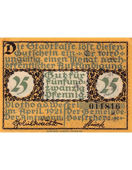 ALLEMAGNE, VLOTHO - 25 PFENNIG 1921