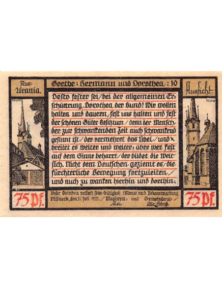 ALLEMAGNE, PÖßNECK- 75 PFENNIG 1921