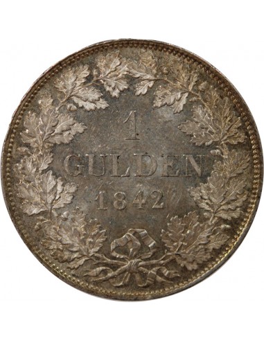 ALLEMAGNE, BAVIÈRE, LUDWIG I - 1 GULDEN ARGENT 1842