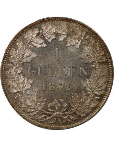 ALLEMAGNE, BAVIÈRE, LUDWIG I - 1 GULDEN ARGENT 1842