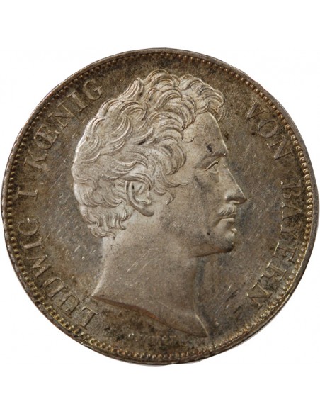 ALLEMAGNE, BAVIÈRE, LUDWIG I - 1 GULDEN ARGENT 1842