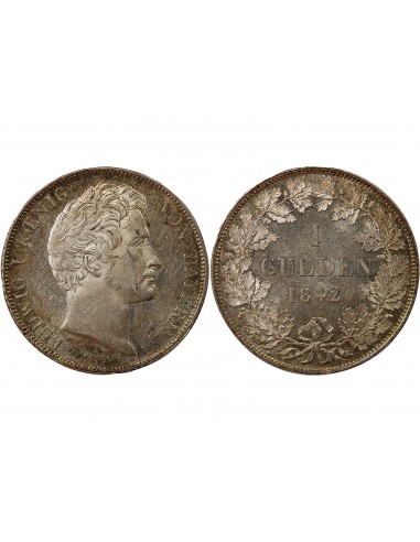 ALLEMAGNE, BAVIÈRE, LUDWIG I - 1 GULDEN ARGENT 1842
