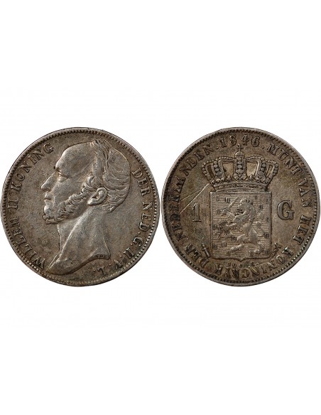 PAYS-BAS, GUILLAUME II - GULDEN ARGENT 1846