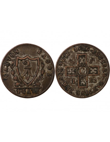 SUISSE, CANTON DE BÂLE - 1 BATZEN 1826