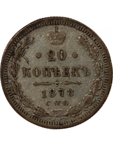 RUSSIE, ALEXANDRE II - 20 KOPECKS ARGENT 1878 СПБ / НФ