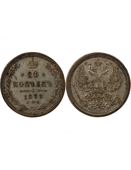 RUSSIE, ALEXANDRE II - 20 KOPECKS ARGENT 1878 СПБ / НФ