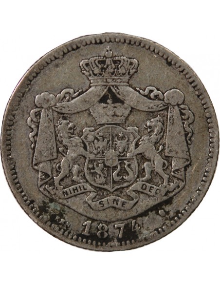 ROUMANIE - CAROL Ier - 1 LEU ARGENT 1874