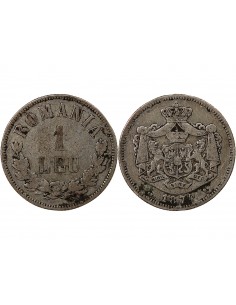 ROUMANIE - CAROL Ier - 1 LEU ARGENT 1874 2
