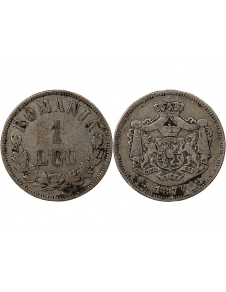 ROUMANIE - CAROL Ier - 1 LEU ARGENT 1874
