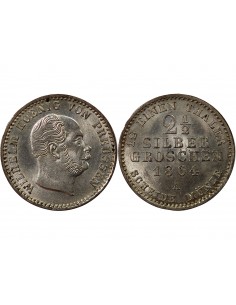 ALLEMAGNE, PRUSSE, WILHELM I - 2 1/2 GROSCHEN ARGENT 1864 A BERLIN 2