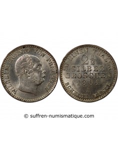 ALLEMAGNE, PRUSSE, WILHELM I - 2 1/2 GROSCHEN ARGENT 1864 A BERLIN